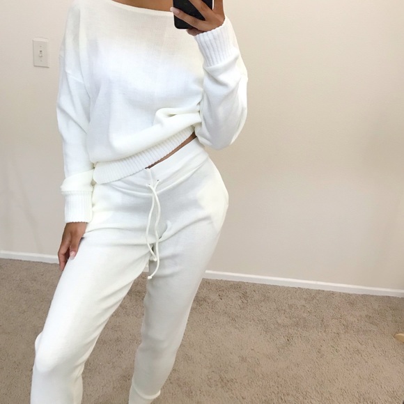 all white sweat suit